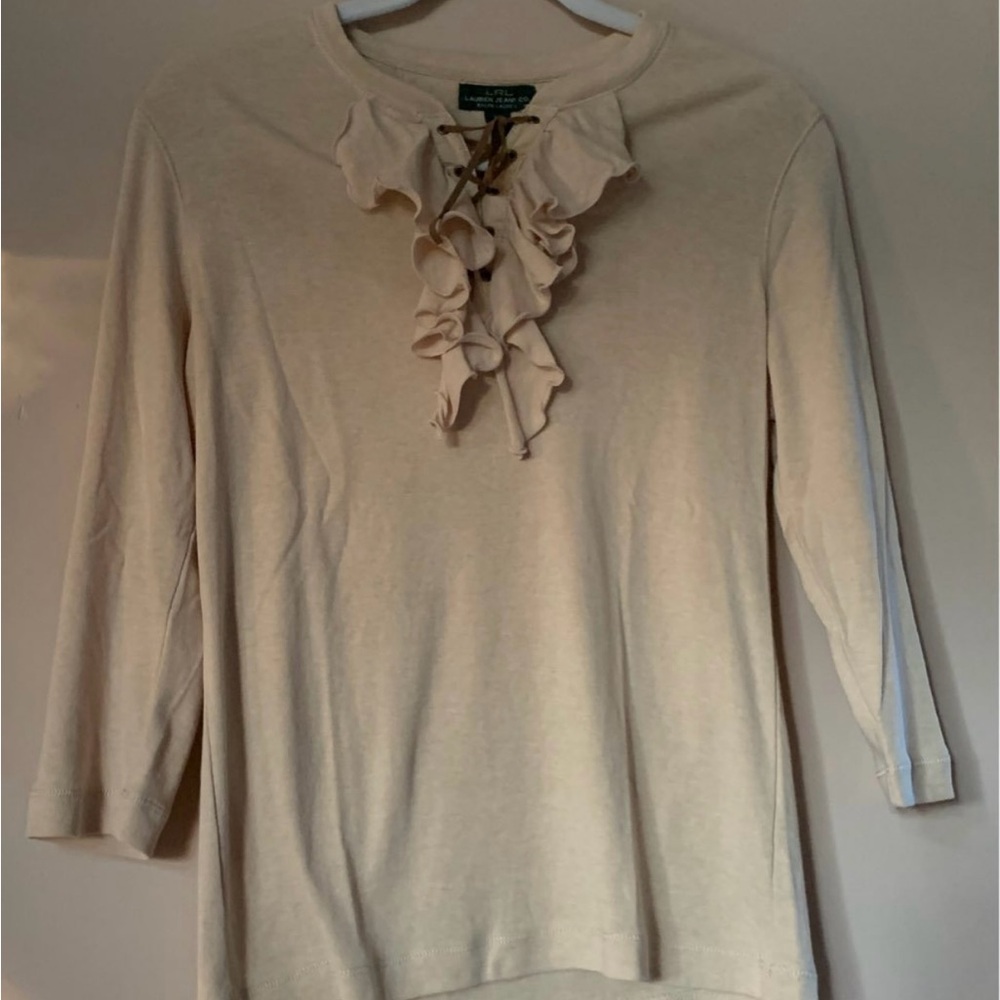 Cream Ruffle Detail Women's Top